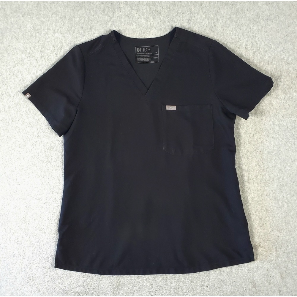 Figs Catarina Technical Collection V-Neck Scrub Top Black Women's Medium - Picture 1 of 10